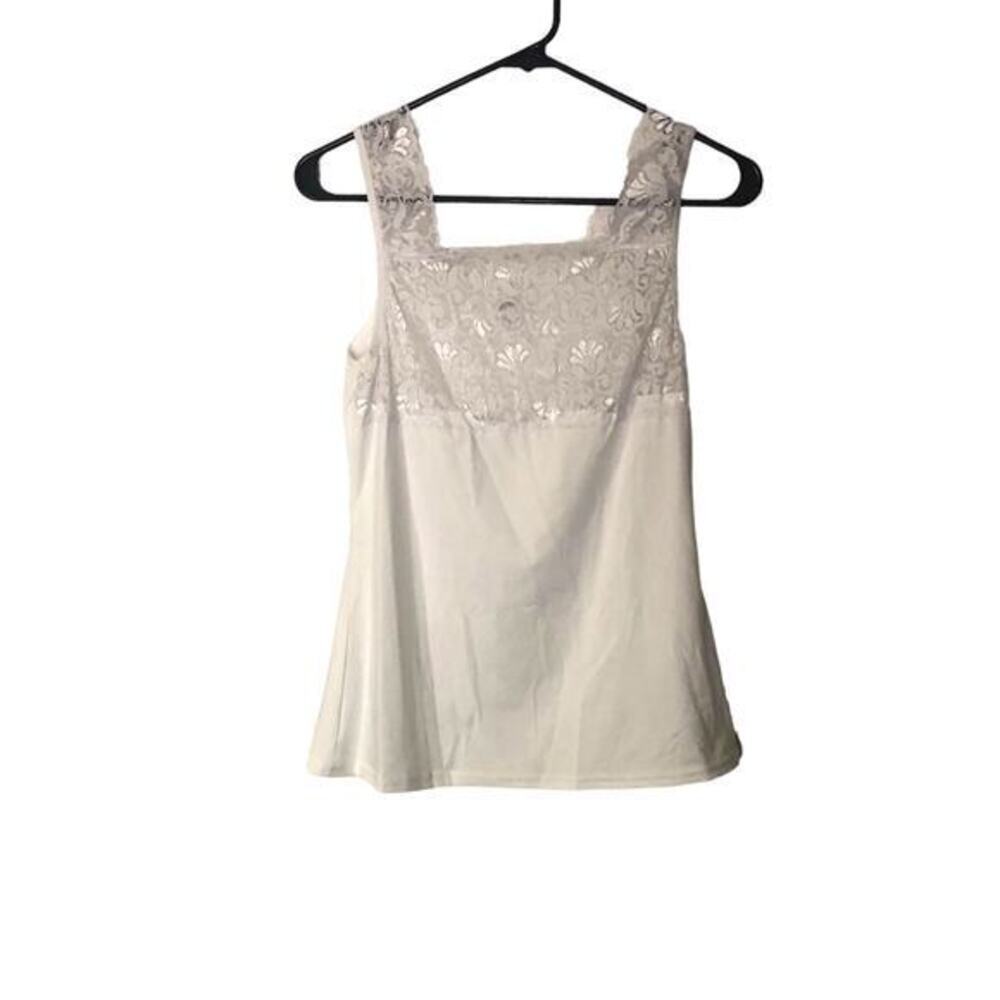 Bay Studio Intimates Womens Square neck Lace Camisole Front‎ Top White Medium